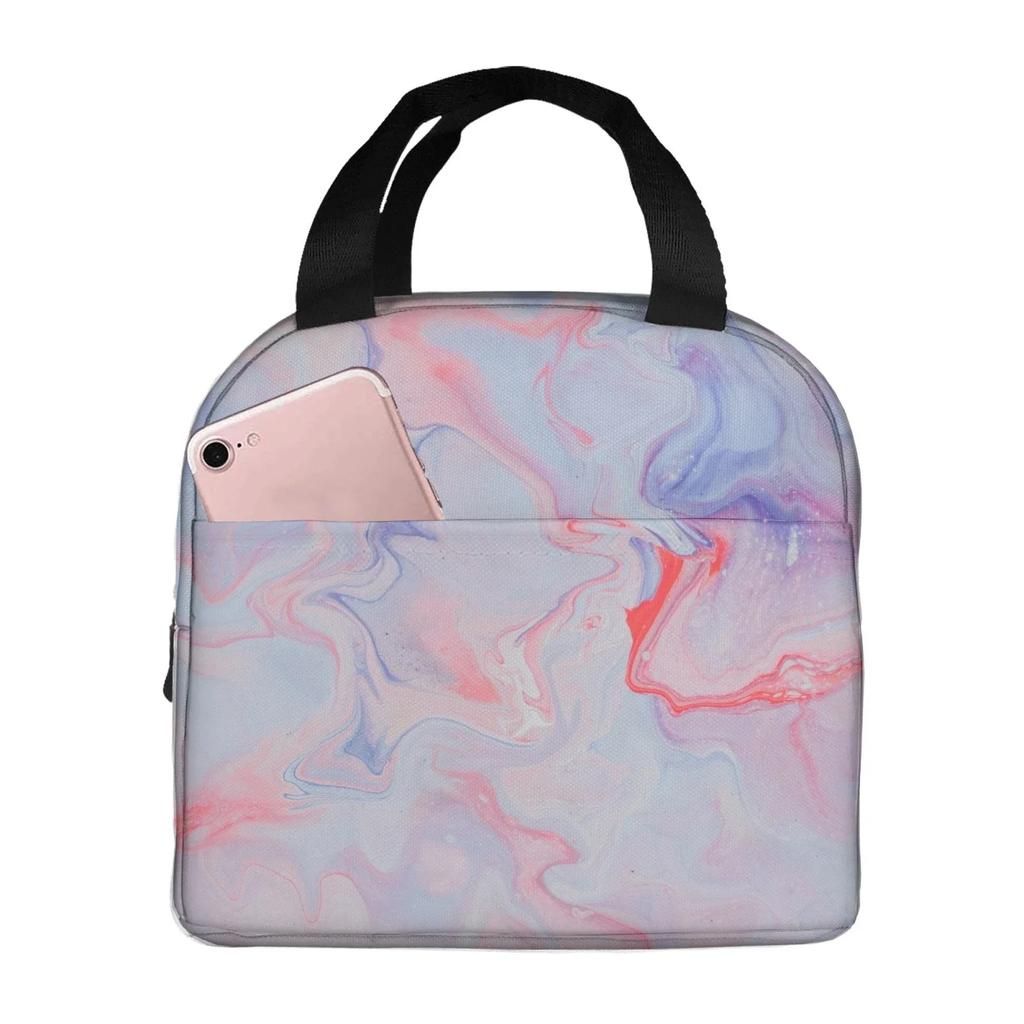 Ink Painting Marble Portable Aluminum Foil Thickened Insulated Office Lunch Bag Waterproof Lunchs Bags Tote Bags