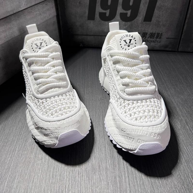 Men's Cotton Chunky Sneakers Spring Summer Breathable Soft-soled Leather Casual Shoes Trend Men Vulcanized Shoes Zapatos