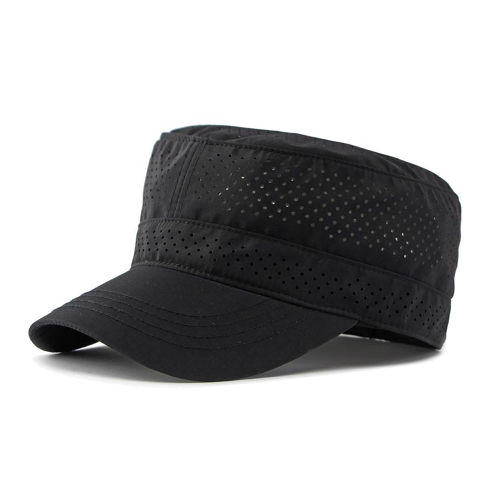 Summer Breathable Flat Top Hat Men's Outdoor Sunscreen Hat for Middle-Aged and Elderly Climbing Full Sealed Cap