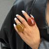 Vintage Irregular Smooth Resin Plastic Rings for Women New Trend Boho Geometric Finger Rings Aesthetic Party Jewelry