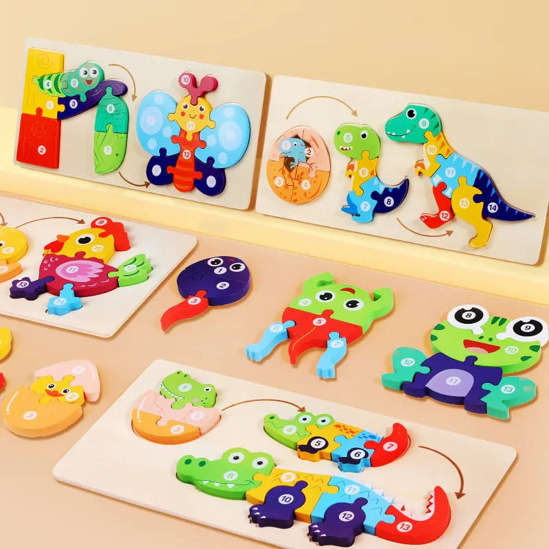 Wooden Puzzles - From Small to Large - Dinosaur