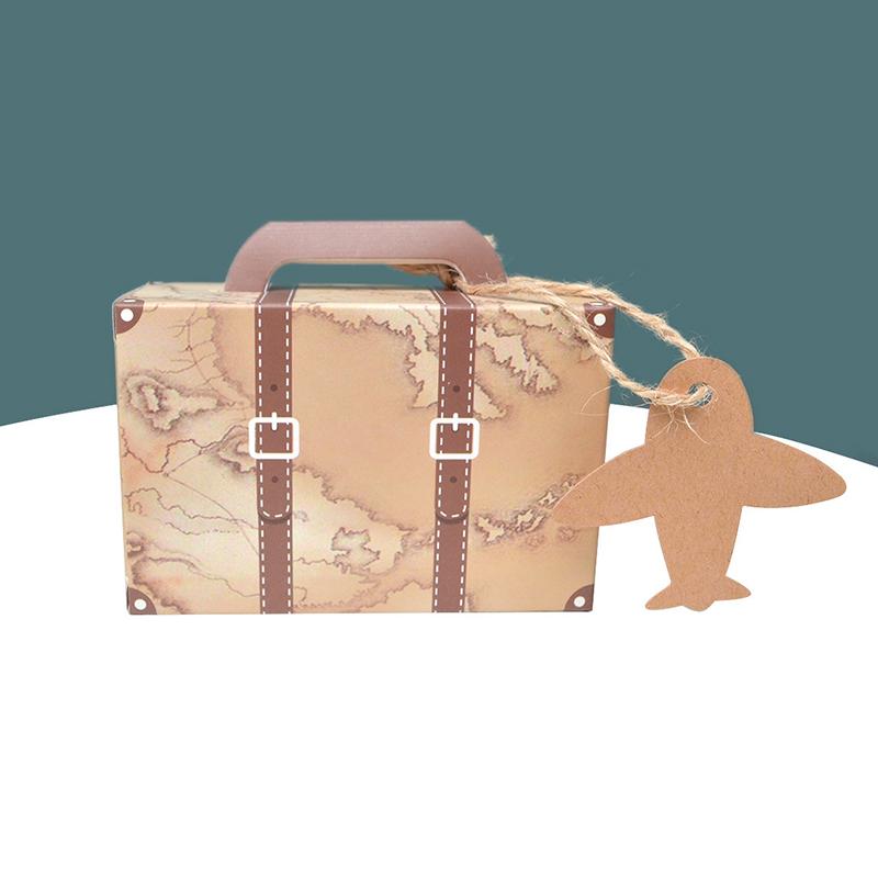 

5pcs Suitcase Type Candy Vintage Creative Candy Box For Wedding Kids Boy s Travel Map Airplane Birthday Party Decoration Supply 8.3x5.5x3cm хаки