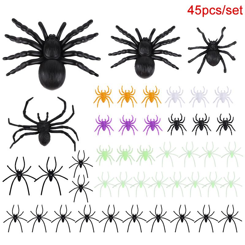 5-70Pcs Plastic Fake Spider Set Kids Trick Prank Toys Halloween Party Home Table Ornaments Indoor Outdoor Spider Web Decoration
