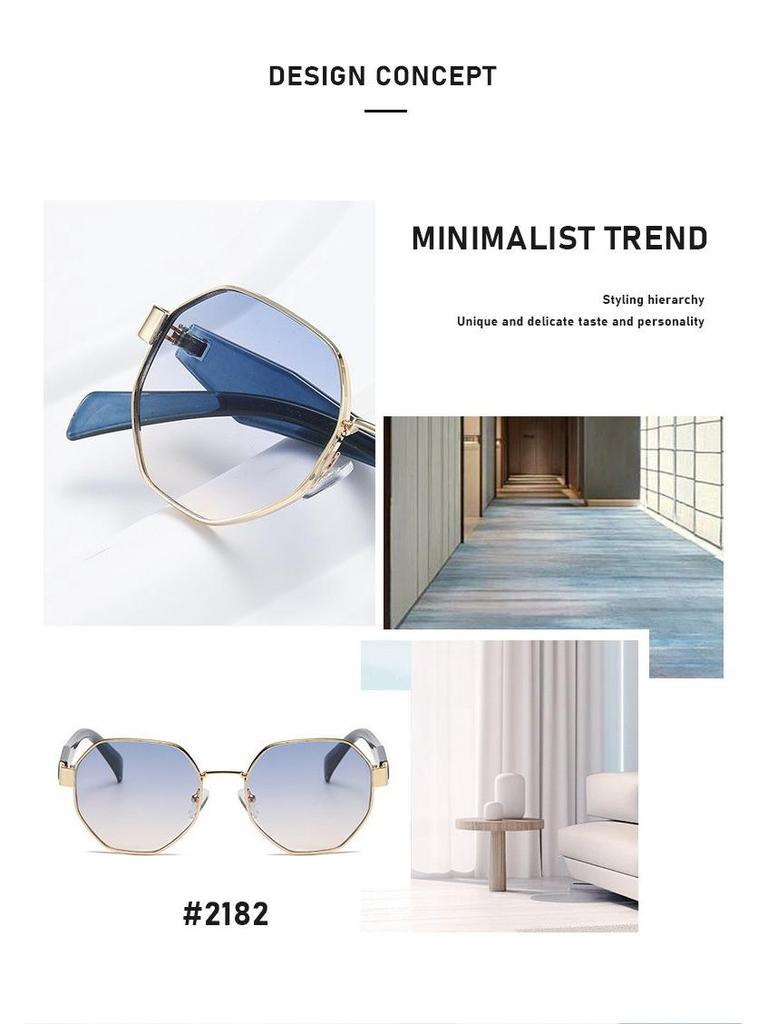 Polygon Metal Sunglasses: High-End, Versatile Retro Square Frame for European & American Street Style Fashion
