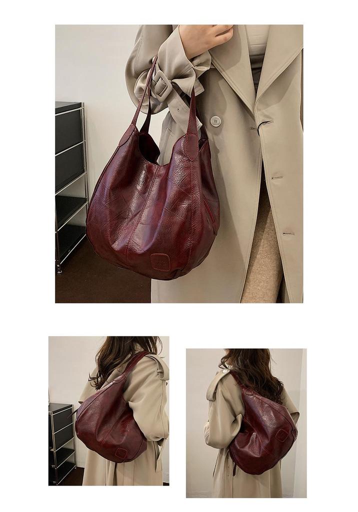 2026 European & American Retro Soft Leather Large-Capacity Tote Handbag