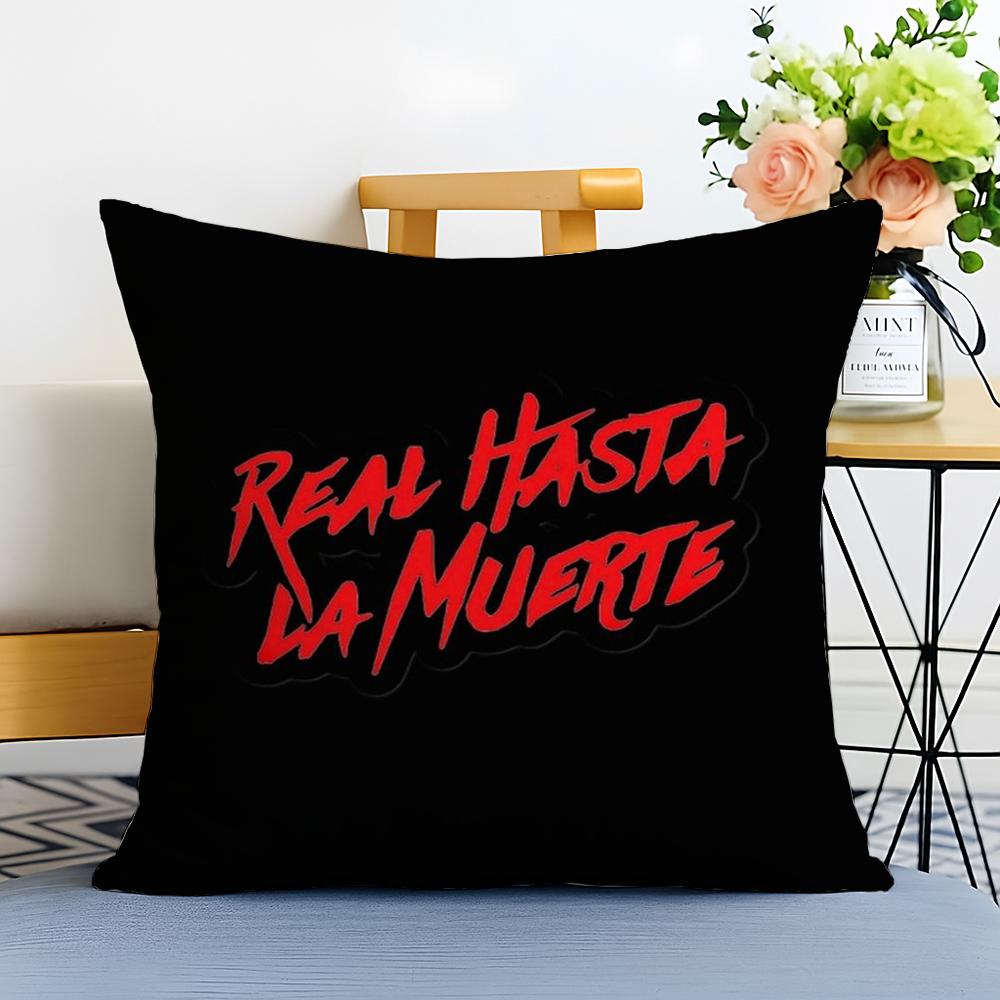 Real HHasta LLa Muerte Cushion Cover Washable Linen Pillowcase Soft for Sofa Bed Cozy Home Room Decor