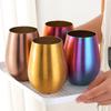 304 Stainless Steel Single Layer Titanium Plating Wine Glasses Round Beer Mug Color Plated Bar Big Belly Cup Restaurant Home Cup