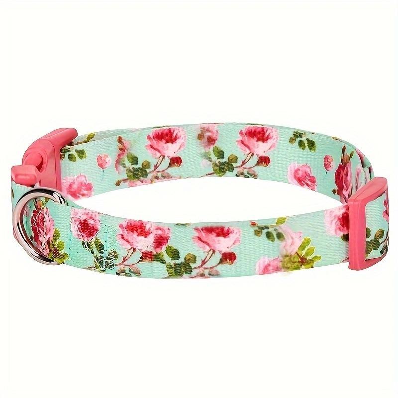Printed flower pet collar x medium and large dog collar