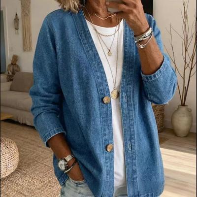 Cardigan Casual de Damă Jachetă Albastru Deschis Top cu Mânecă Lungă Prezintă un Design Elegant și Flexibil Perfect pentru Primăvară, Vară și Toamnă