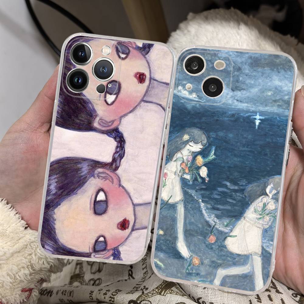 Aya Takano paintings Phone Case For iPhone 17 15 14 13 11 12 16 Pro Max Plus Mini Transparent Silicone Soft Funda