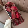 Winter New Plaid Scarf Dual-purpose Tassel Imitation Cashmere Shawl Korean Version Couple Men's and Women's Warm Scarf