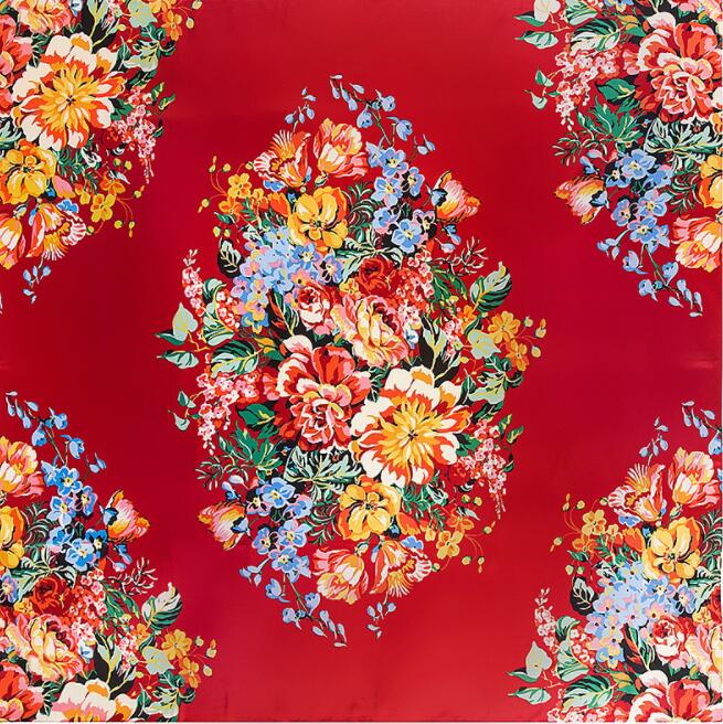 New Brand Shawl 100% Twill Silk Scarf Floral 130cm Square Scarves Print Kerchief Bandana Woman Headband Hijab Scarves Wraps