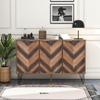 Exclusive sideboard with three doors, with stylish details and generous storage space. Door made of solid wood veneer, concave and convex texture.