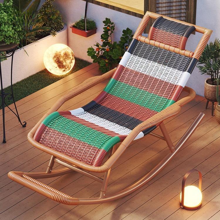 Rattan Rocking Chair Recliner Chair Adult Rocking Recliner Chair Balcony Home Leisure Rattan Elderly Lounge Chair Floor Chair