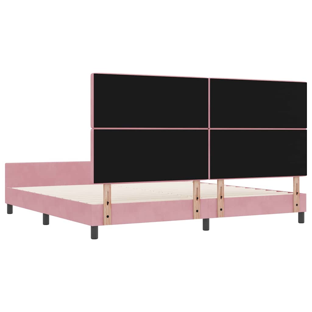 Boxspring Bed with Headboard Pink 200 x 200 cm Velvet