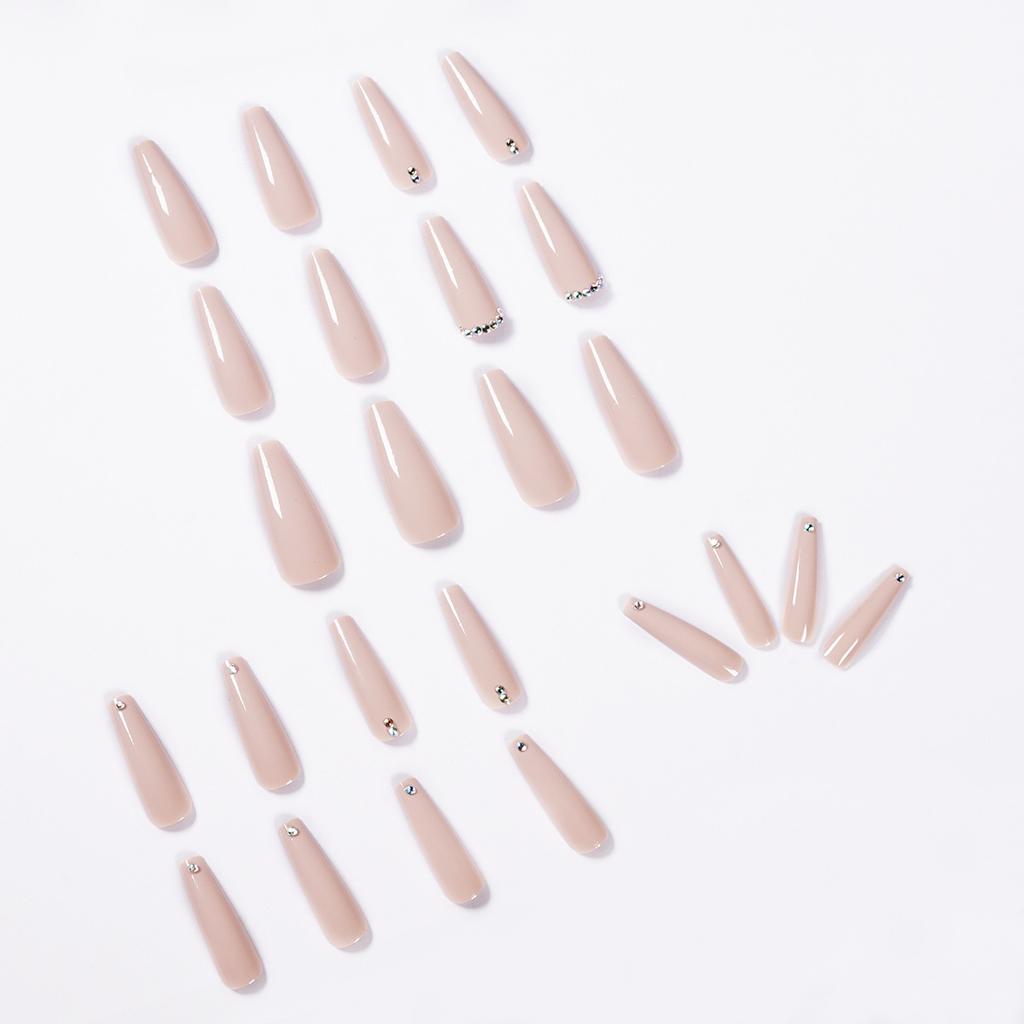 Evaporated milk brown full diamond long ballet wearing nail finished fake nail manicure patch nail patch waterproof and removable