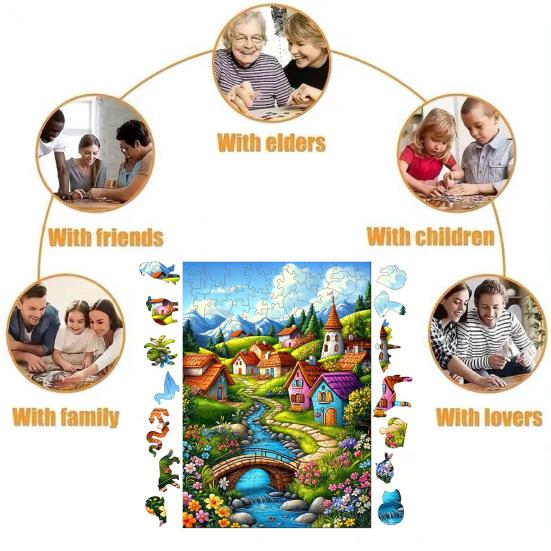 1 Set Puzzle din Lemn de Crăciun Vacanță de Iarnă Moș Crăciun Reni Sanie Puzzle Jucărie Educativă Decor pentru Casă