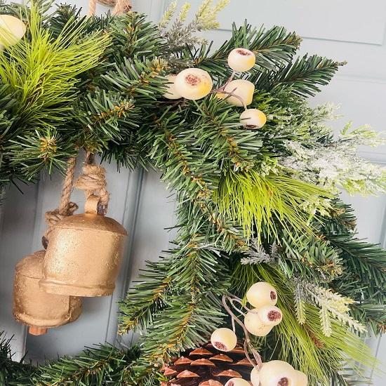 Zonao Cloche De Noël En Laiton Style Shabby Vache Rustique Métal Suspendu Géant Cloches De Vache Décor