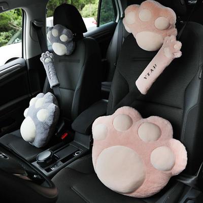 Cute Cat Paw Car Neck and Lumbar Support Headrest Pillow - Plush Backrest Decoration