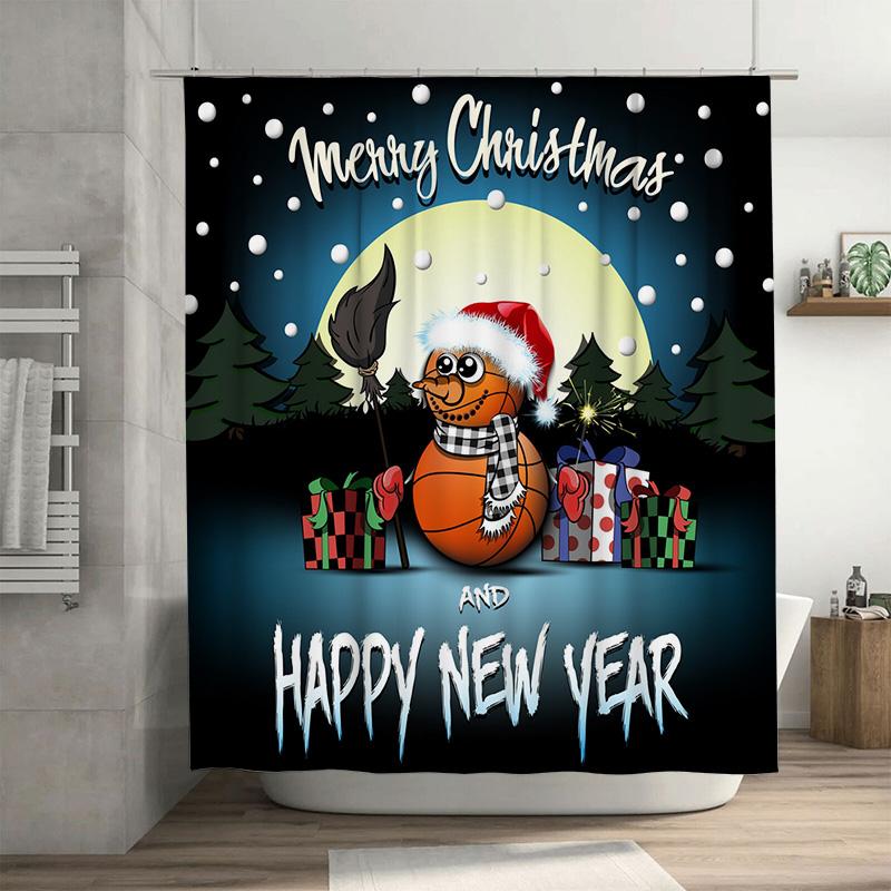 

TU Festive Snowman Christmas Shower Curtain Waterproof Holiday Bathroom Decor Winter Scene Home Decor Gift Idea Cozy Vibes 90x180cm35x71in