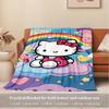 1pc Hello Kitty Rainbow Heart and Nebula Flannel Blanket - Home textile for all seasons, soft and cozy, machine washable, a gift for everyon