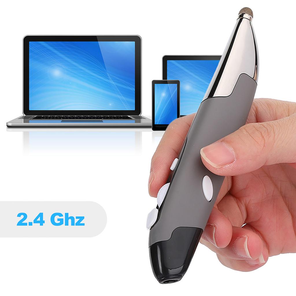 USB počítačové pero PC příslušenství Bezdrátová 2.4G myš Typ pera Personalizované Inovativní(Stříbrně šedá PR 06)