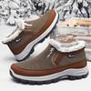 Winter Men Fleece Lined Slip On Shoes, Warm Fabric Upper Soft Sole Cold Proof Outdoor Casual Footwear