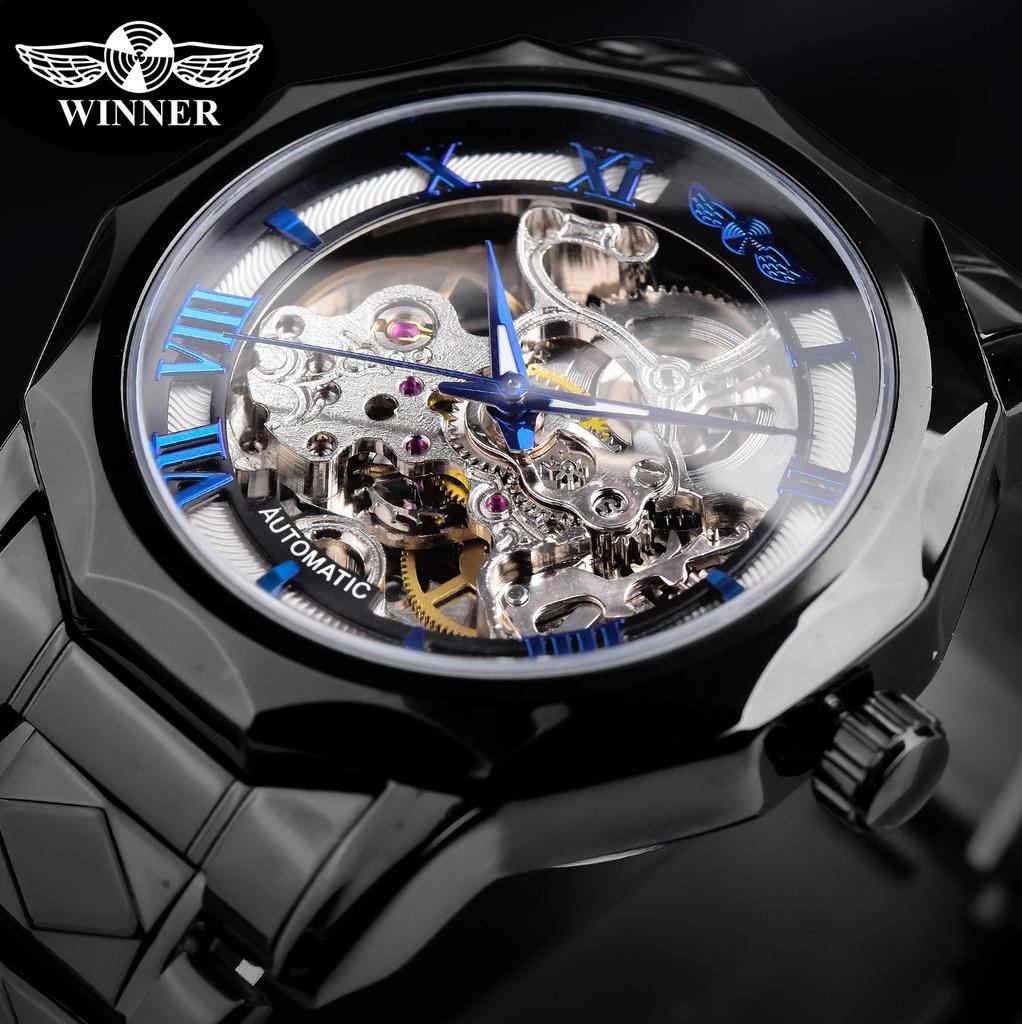 Winner Style Men'S Fashion Casual Waterproof Hollow Watch, Automatic Mechanical Watch