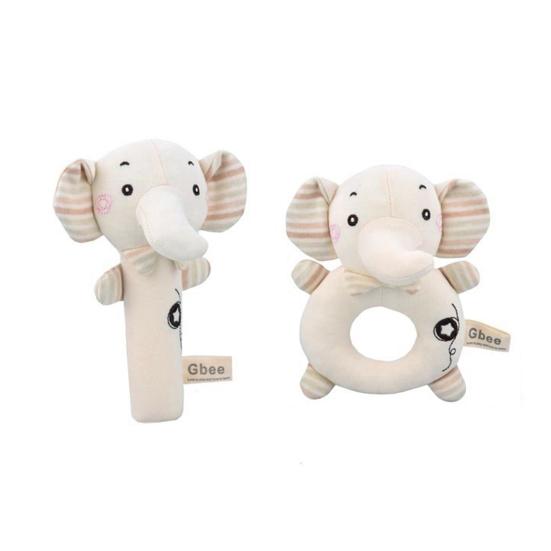 2Pcs Baby Rattles Soft Cute Emotional Comfort Hand Bell Stuffed Rabbit Bear Lion Dog Plush Rattle Toys Toddler Toy