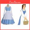 Elegant Beauty And The Beast Belle Blue Maid Dress With Exquisite Workmanship For Halloween