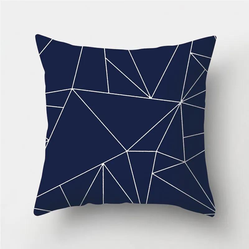 Dark Blue Geometric Pattern Decorative Pillowcase Bedding Home Decoration Cushion Pillowcase