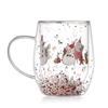 300ML high borosilicate double-layer heat insulation high temperature glass Christmas cartoon pattern with sequined water cup