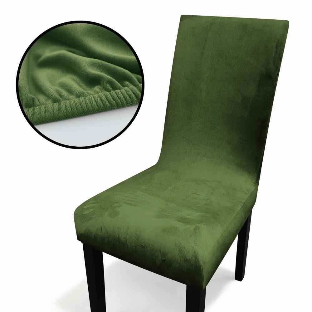 

Soft Velvet Chair Cover Thick Elastic Chair Seat Cover Solid Color Dining Room Chair Slipcover for Office Banquet Restaurant зелёный