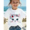 Europäische Größe Mädchen Rundhals Kurzarm T-Shirt mit Katzenmuster