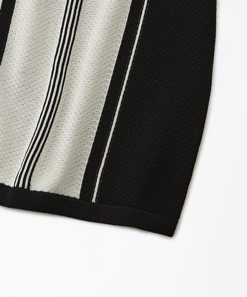 OUTSTANDING Hs Stripe Collar Knit Cardigan_Black/Ivory