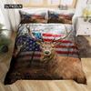 Camo Deer Duvet Cover Set Antlers Arrow Pattern Bedding Set Stripes Gird Camouflage Comforter Cover Microfiber King Quilt Cover