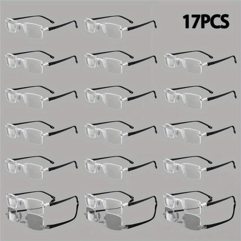 17pcs Anti-Blue Light Frameless Reading Glasses Fashionable Eyeglasses Simple Reading Glasses Unisex