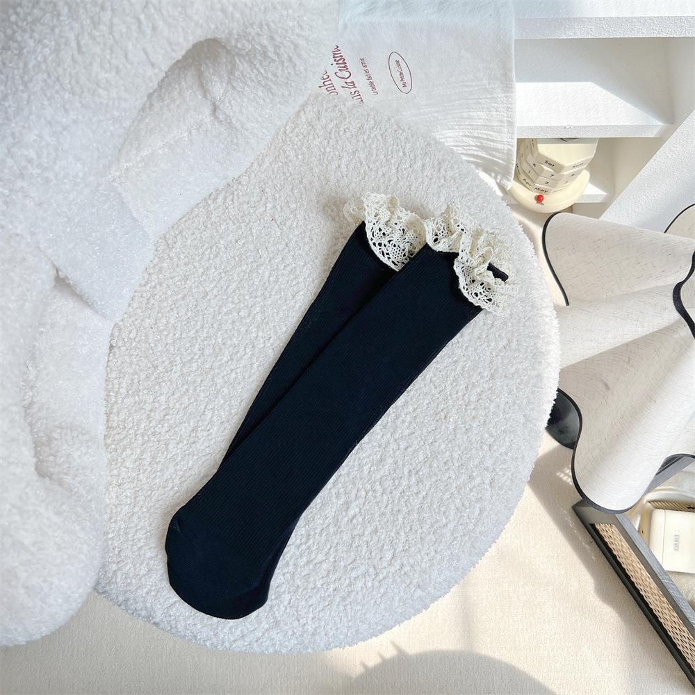 Vintage Large Lace Socks Children'S Ankara Red Gray Grey Double Needle Drawstrip Ladies Medium Pile Socks