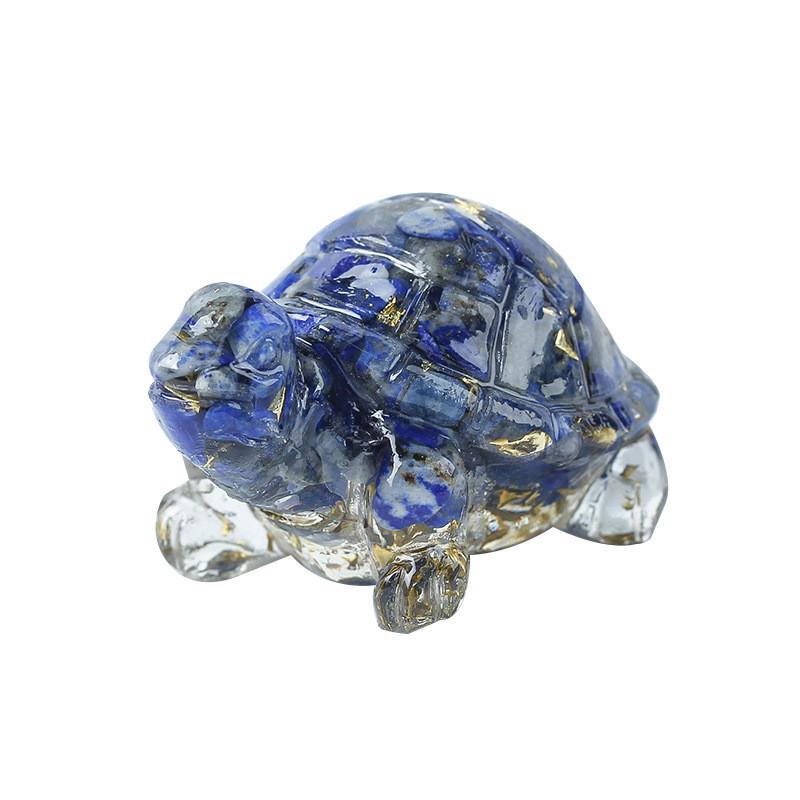 Resin Turtle Aquarium Decor With Natural Crystal Chips For Home Office And Gift