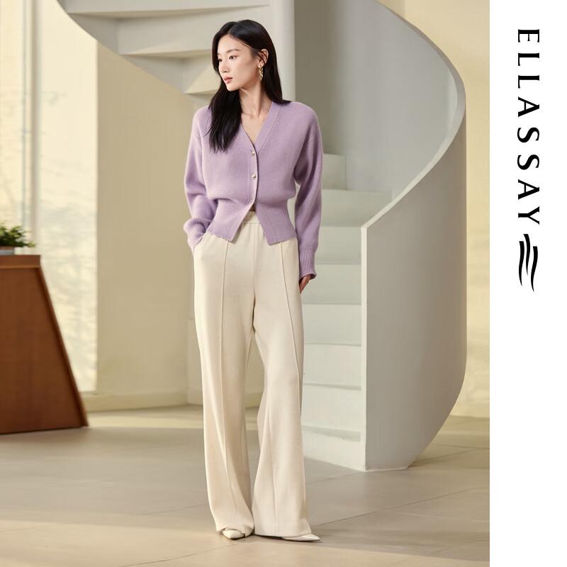 ELLASSAY Women's Porcelain White Cotton Blend Straight-Leg Pants