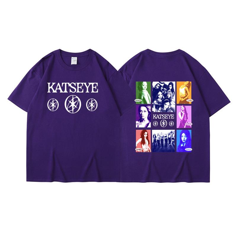 New KATSEYE printed T-shirt men's and women's casual T-shirt high-quality short sleeves