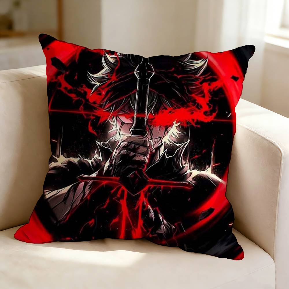 Action-Packed Anime B-Black Clover A-Asta  Pillow Case Square Double-Sided Sofa Cushion Cover Bedroom Bedside Pillow