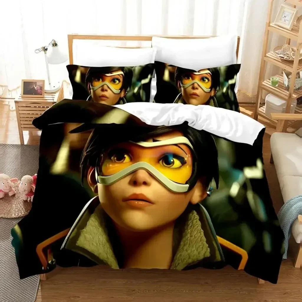 

New 3D Print Anime Overwatch Widowmaker Bedding Set Bed Cover Pillow Case Cartoon Anime Character Duvet Cover For Boys Queen 70x133cm 2pcs