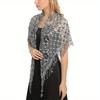 Hollow Triangle Sequin Lace Shawl Bridal Wedding Women Luxury Party Wrap Female Shiny Glitter Stole Club Scarf with Tassel