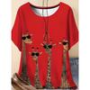 Modisches Damen Rundhals Kurzarm 3D Tier Farbdruck Tier Kurzarm Rundhals T-Shirt