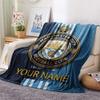 Custom Name Manchester City Flannel Blanket, High quality Comfortable for All Seasons, Home Decor, Warmth and Comfort
