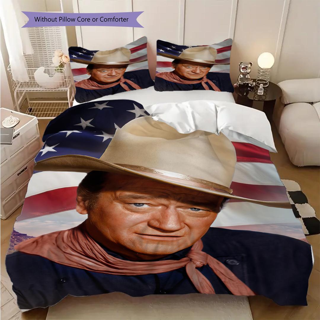

American actor John Wayne bedding, duvet cover, pillowcase, home decoration, birthday gift (1 * duvet cover+2 * pillowcase, coreless) 135x200cm