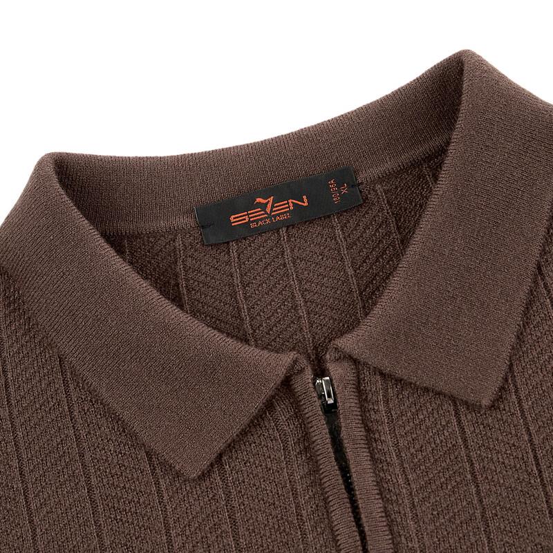 Qipai Men's Wool Blend Herringbone Quarter-Zip Polo Sweater