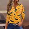 Women's T Shirt Halloween Print Button 3/4 Sleeve Daily Weekend Fashion Basic V- Neck Regular Top