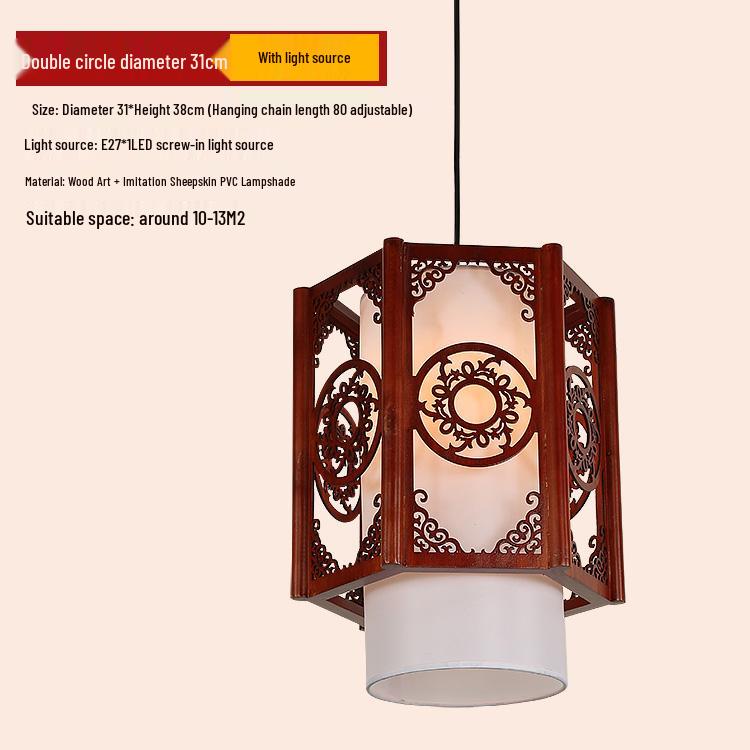 Antike massive Holz-Pendelleuchte im chinesischen Stil für Balkon, Teeraum, Flur oder Wohnzimmer.